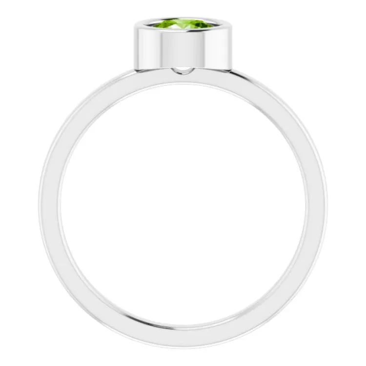 Platinum 5.5 mm Natural Peridot Ring