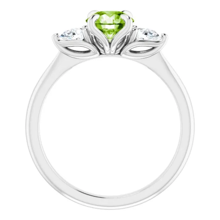 Platinum Natural Peridot & 1/4 CTW Natural Diamond Ring