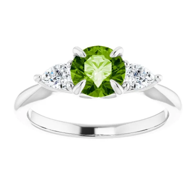 Platinum Natural Peridot & 1/4 CTW Natural Diamond Ring