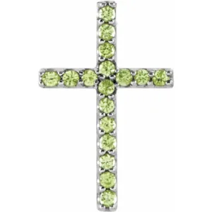 Platinum Natural Peridot Petite Cross Pendant