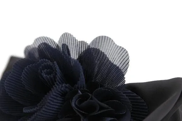 Pleat flower french barrette  black bow french hair barrette elegant woman hair accessories