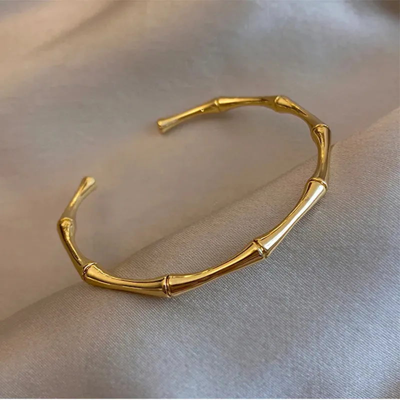 Pre Order:  Bamboo Gold Plated Open Bracelet