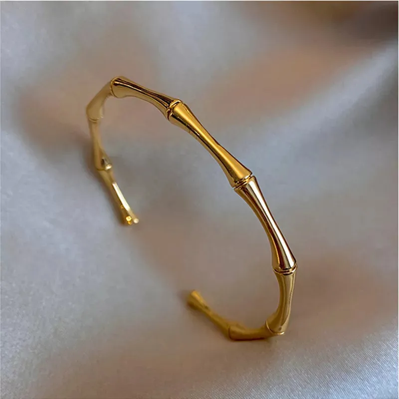 Pre Order:  Bamboo Gold Plated Open Bracelet