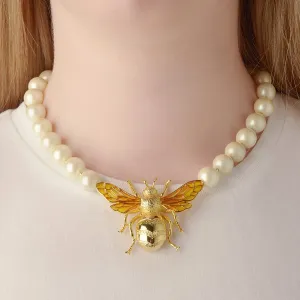 Queen Bee Statement Pearl Necklace by Bill Skinner