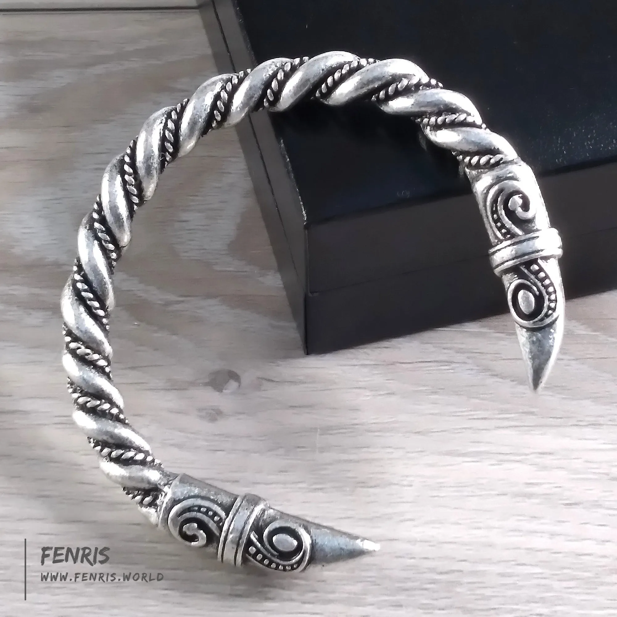 Raven Bracelet Torc Silver Viking Norse Style Wire Weave