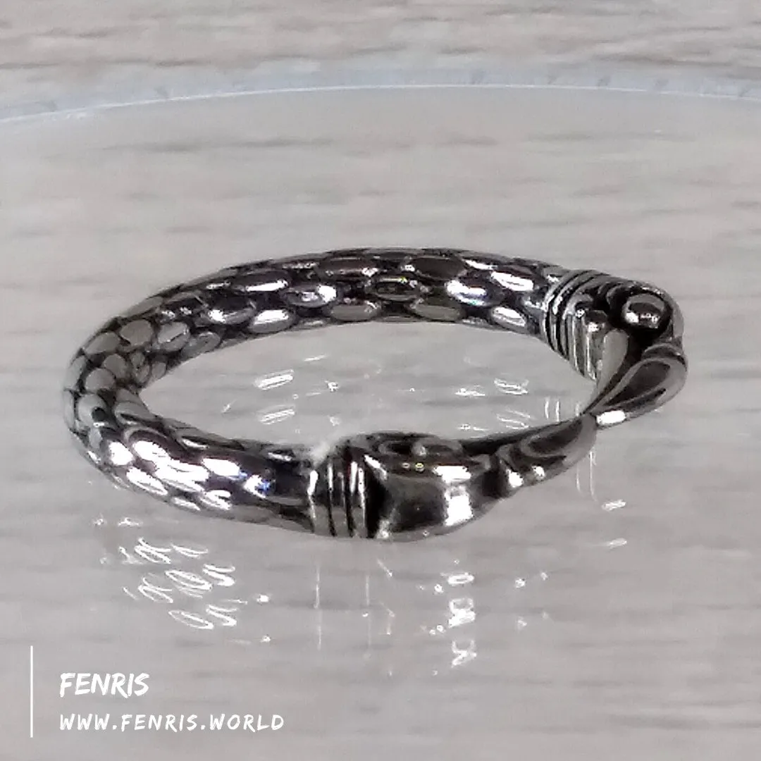 Raven Torc Ring Silver Nordic Viking Style | Fenris