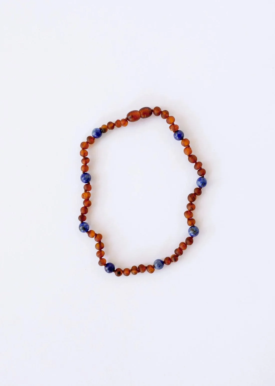 Raw Cognac Baltic Amber   Lapis Lazuli Halo Necklace