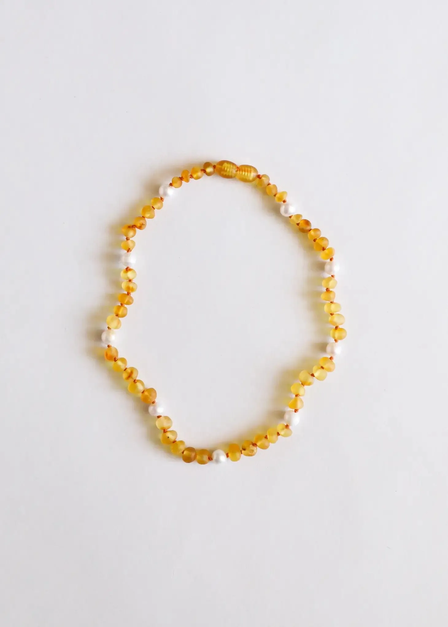 Raw Honey Baltic Amber   Pearl Halo Necklace