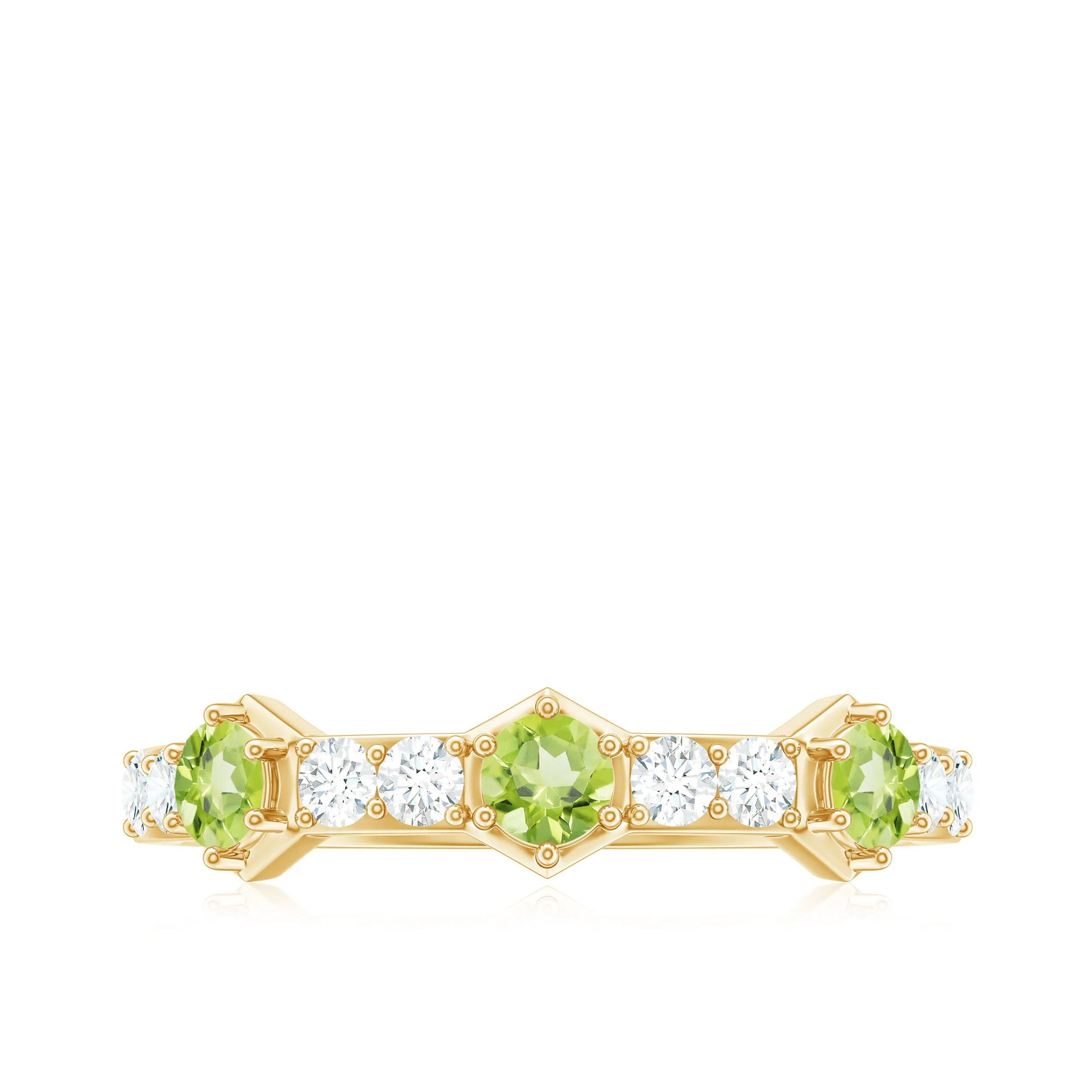 Real Peridot Half Eternity Ring with Diamond