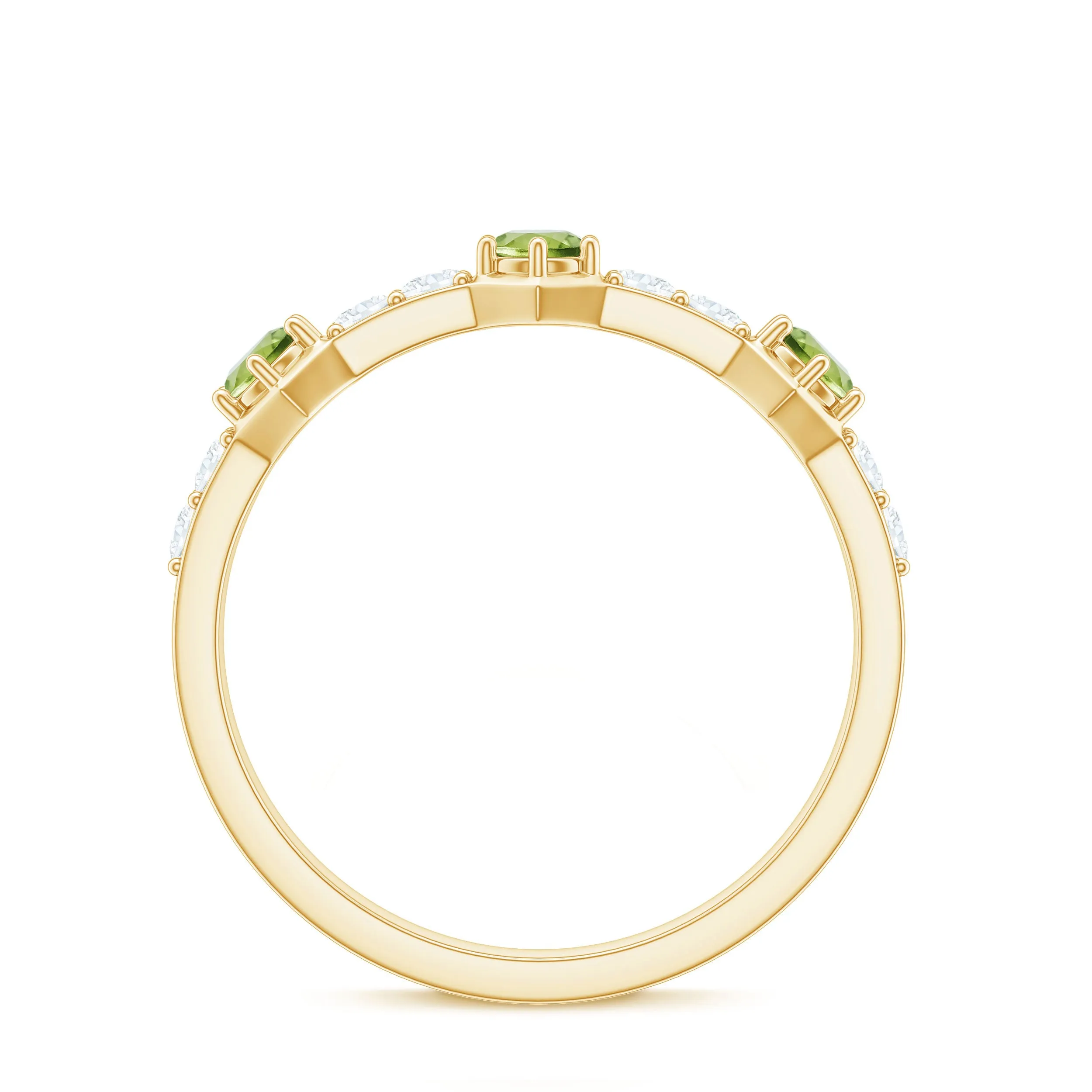 Real Peridot Half Eternity Ring with Diamond