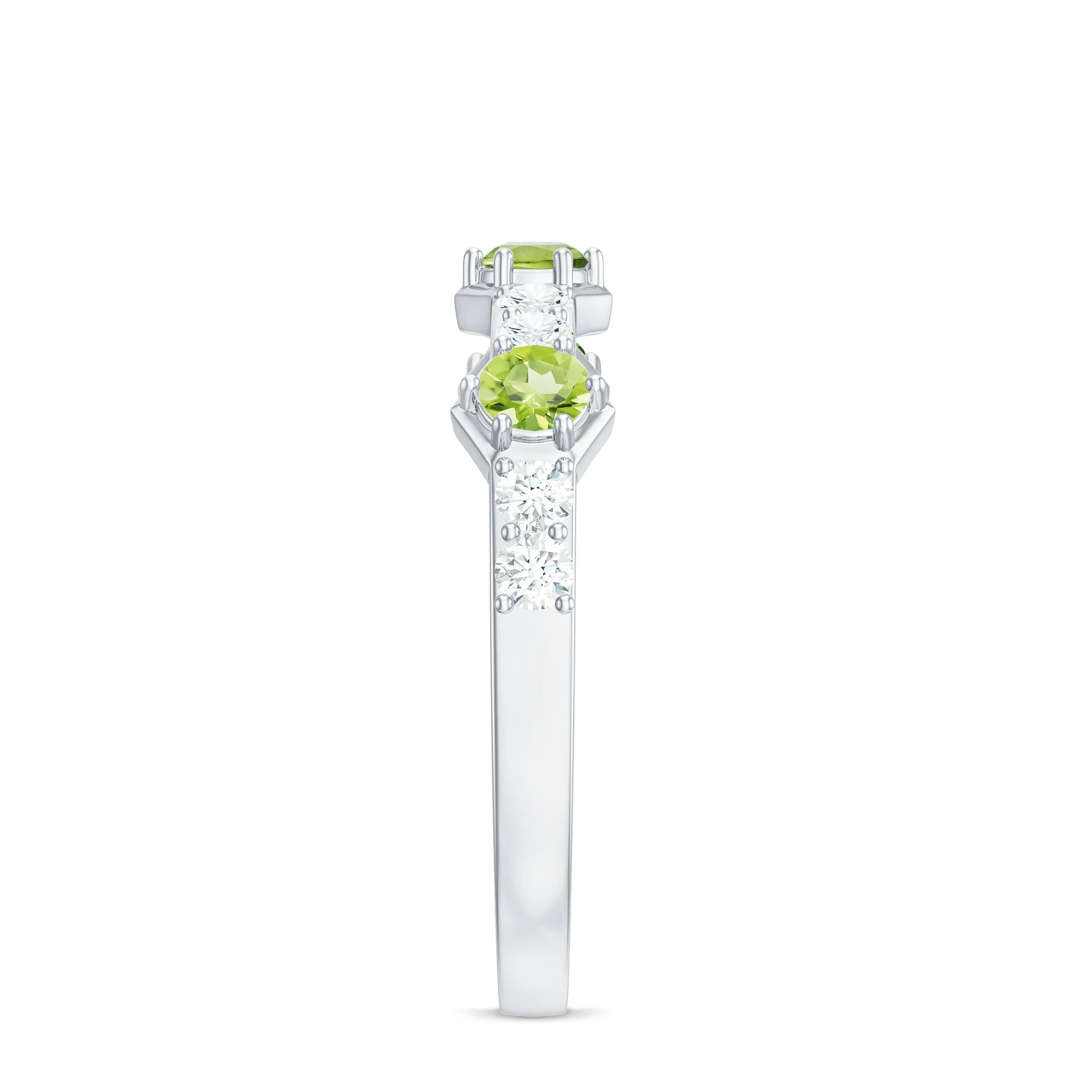 Real Peridot Half Eternity Ring with Diamond