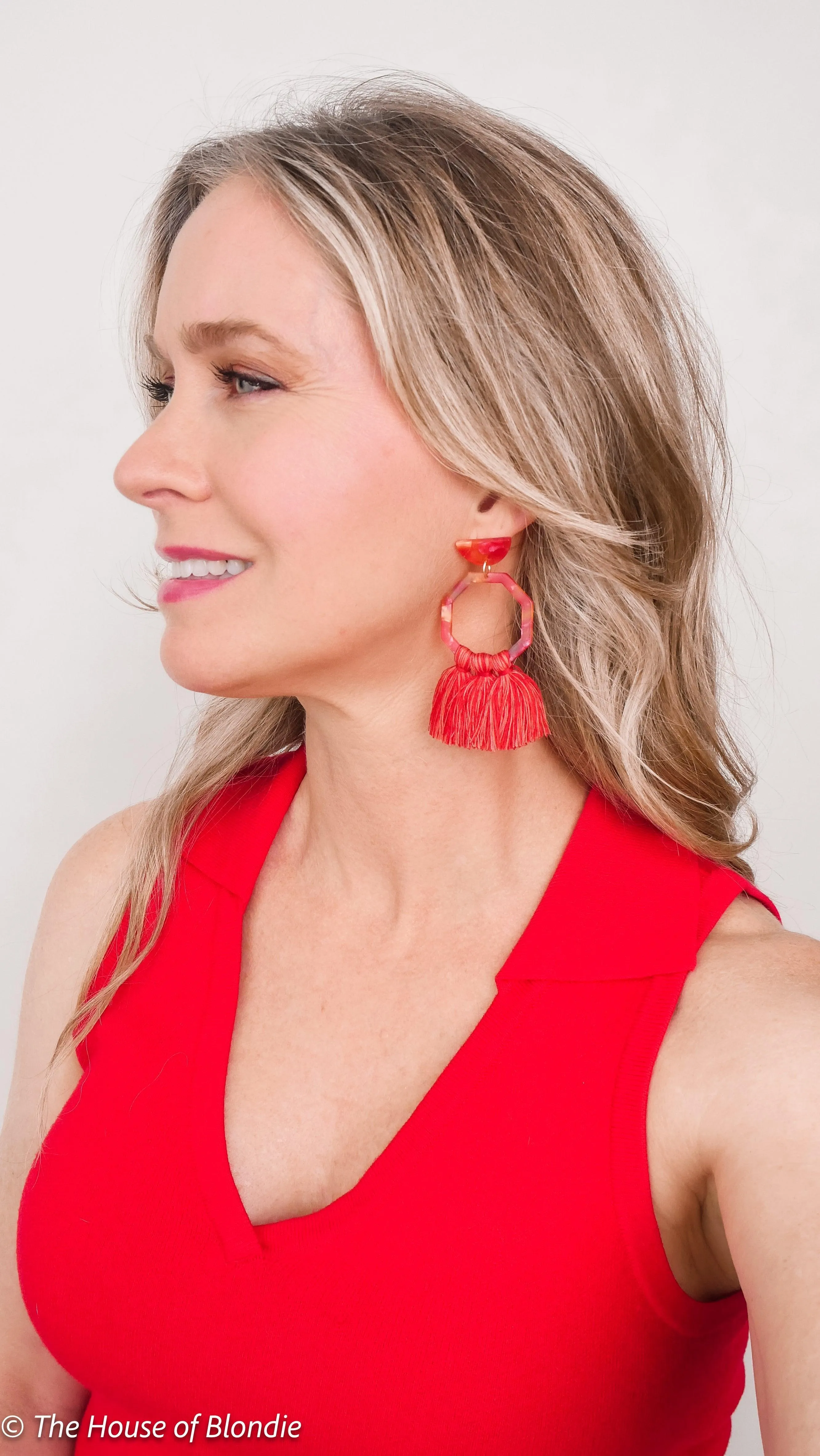 Red Fringe Boho Tassel Earrings