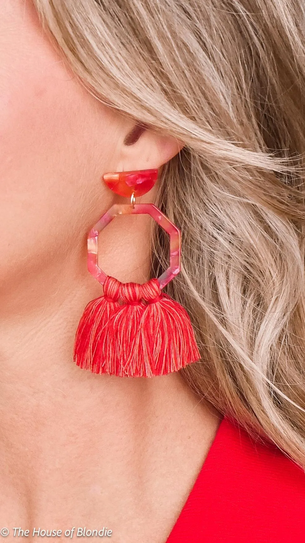 Red Fringe Boho Tassel Earrings