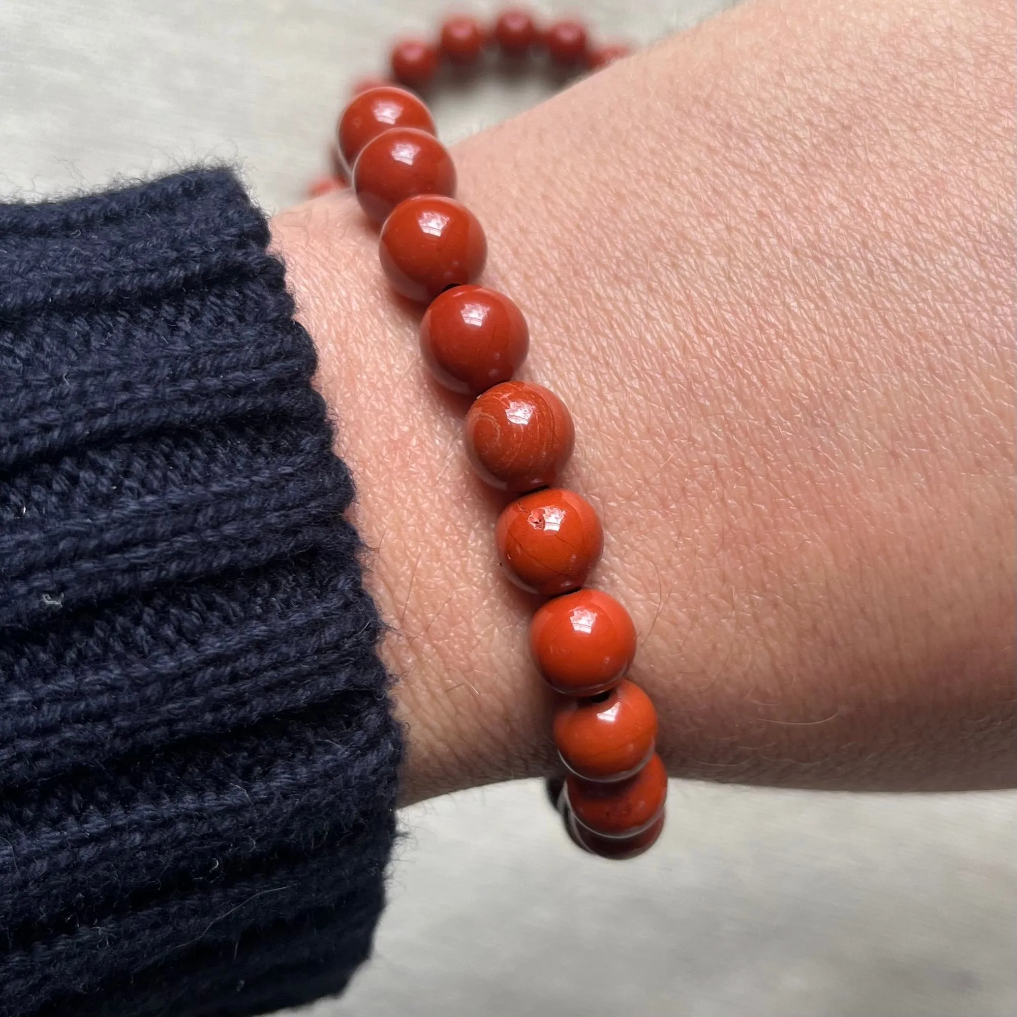 Red Jasper 8mm Beaded Bracelet - Endurance