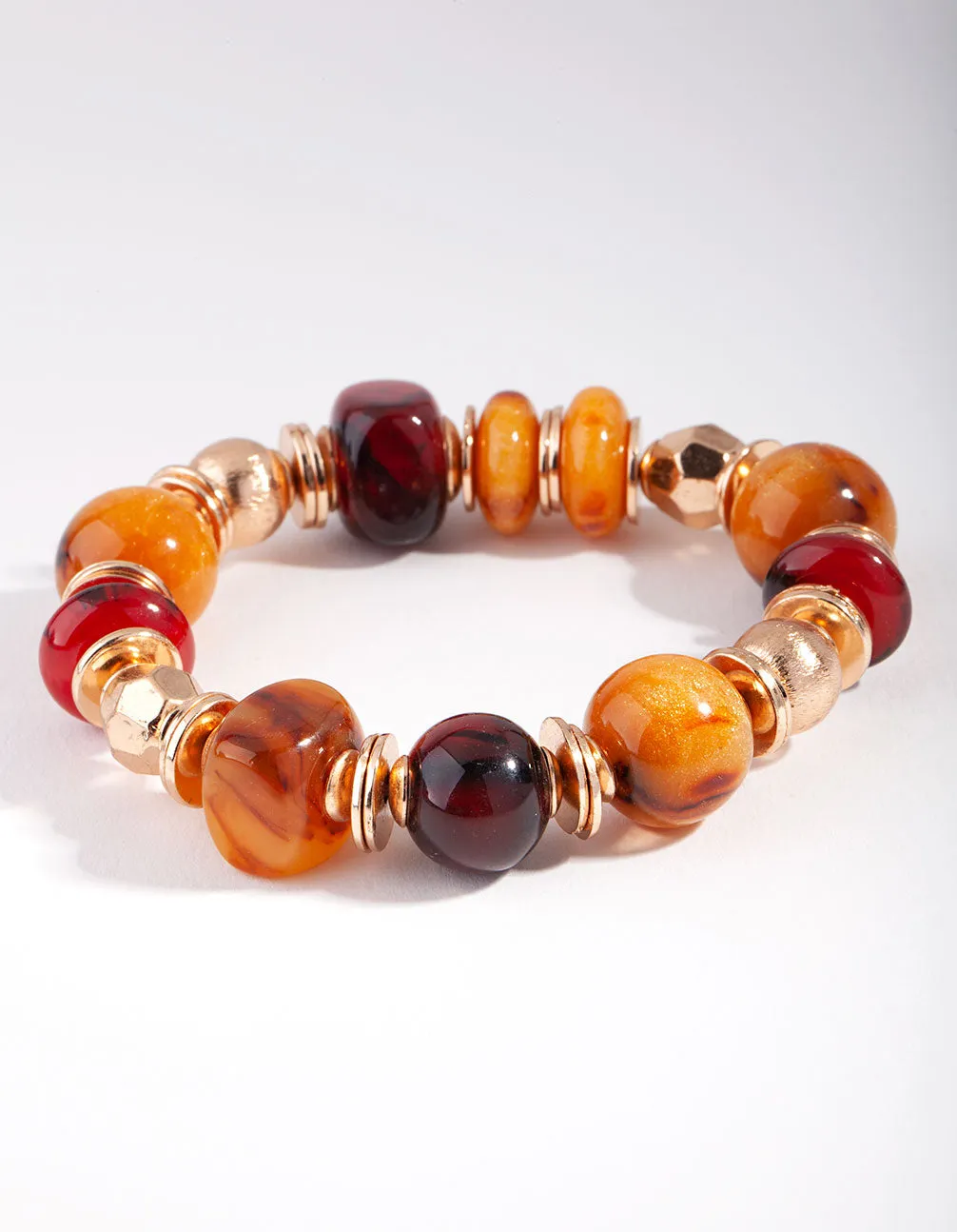 Red Mixed Resin Bead Bracelet