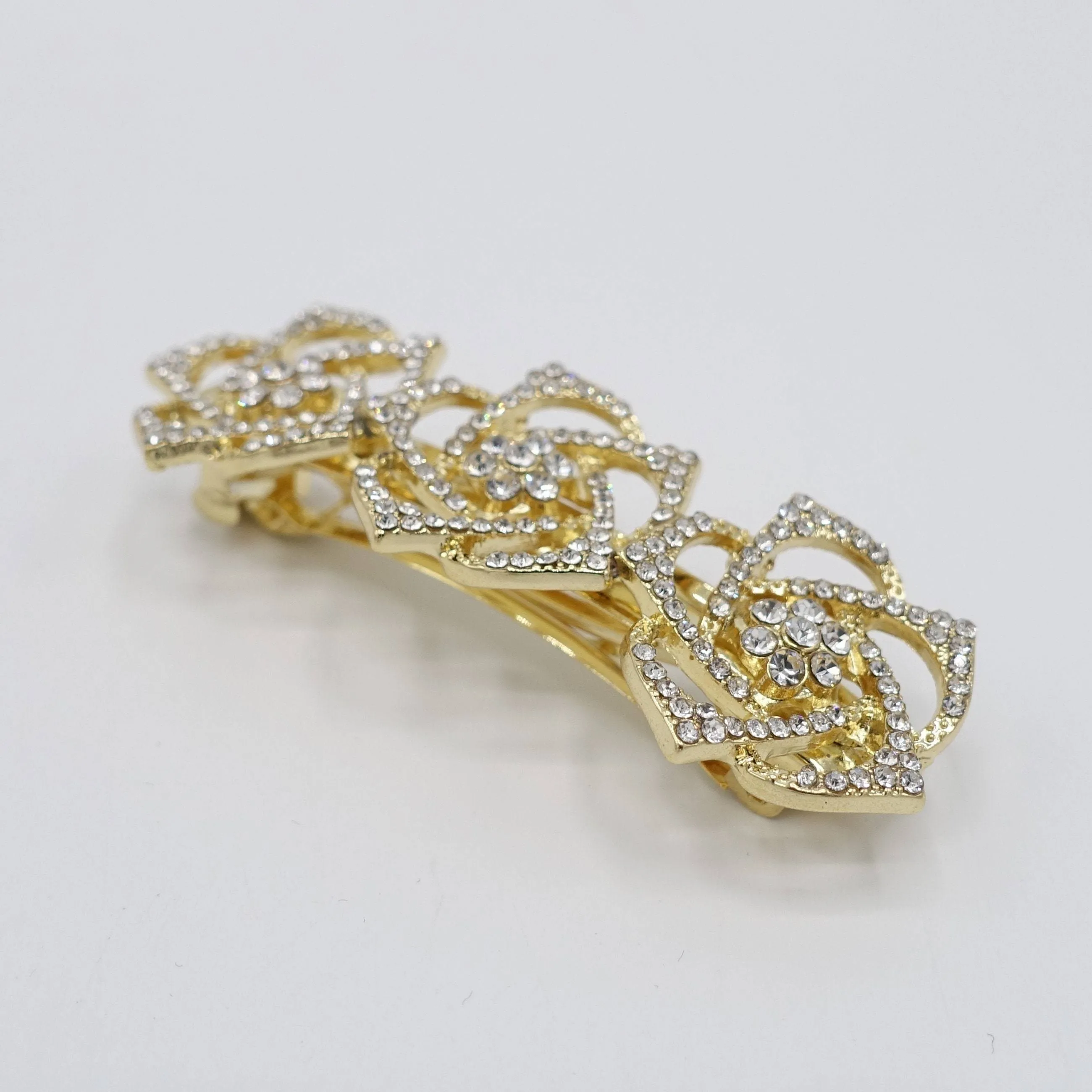 rhinestone flower hair barrette camellia hair accessory for women