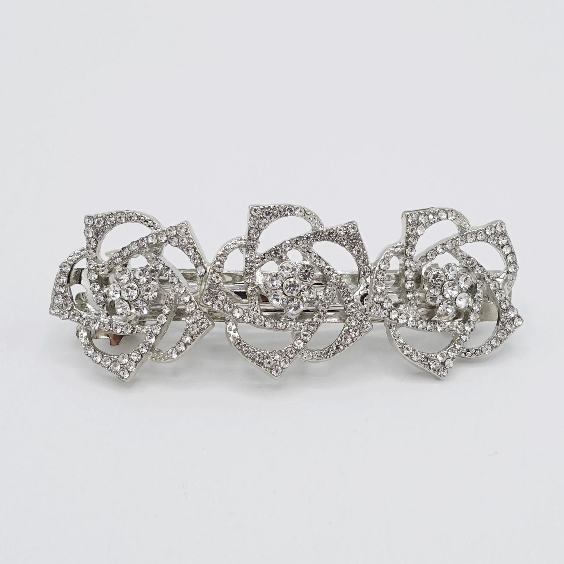 rhinestone flower hair barrette camellia hair accessory for women