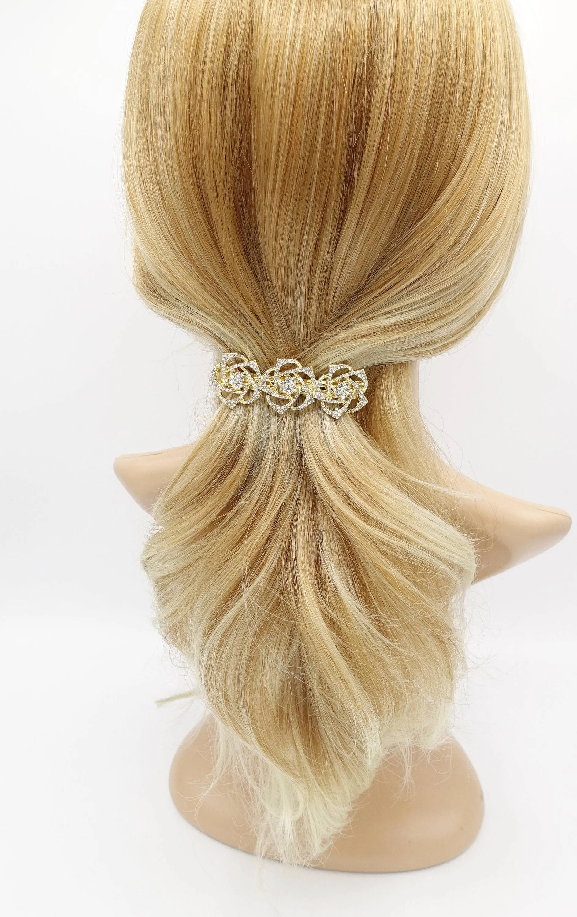 rhinestone flower hair barrette camellia hair accessory for women