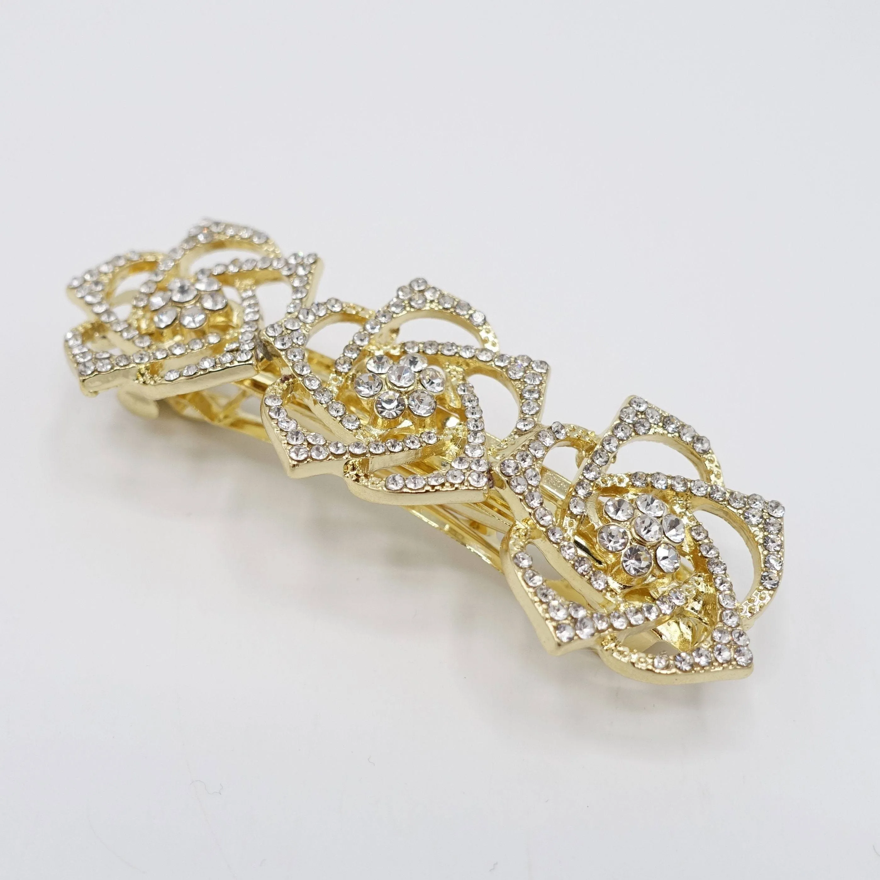 rhinestone flower hair barrette camellia hair accessory for women