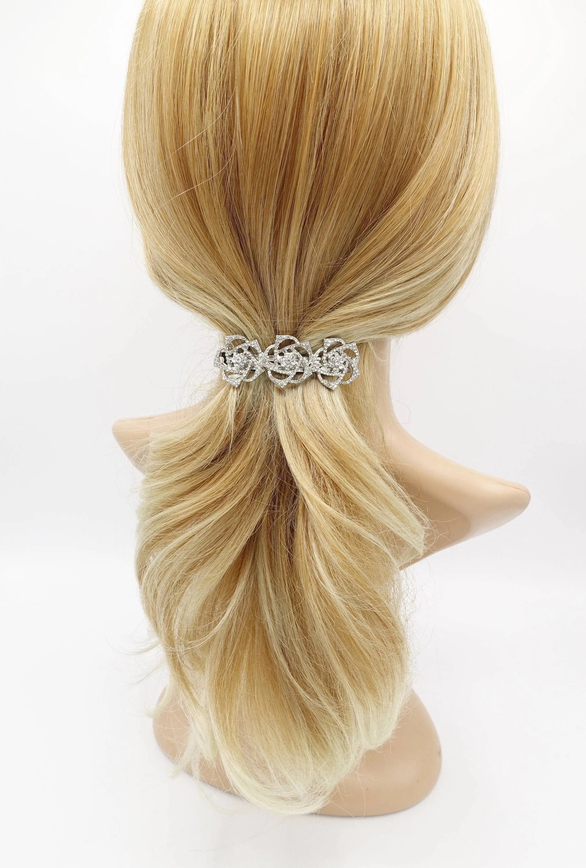 rhinestone flower hair barrette camellia hair accessory for women