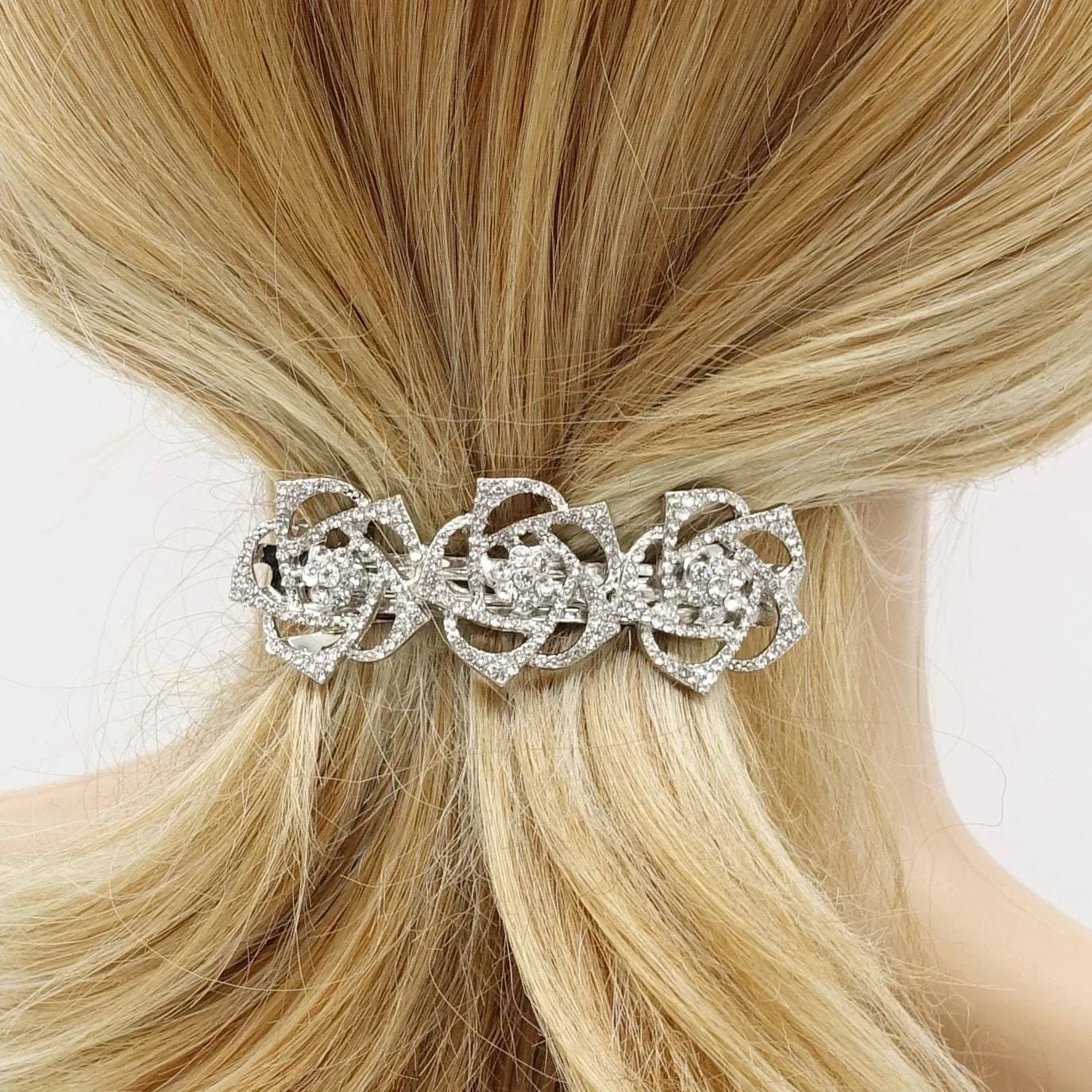 rhinestone flower hair barrette camellia hair accessory for women