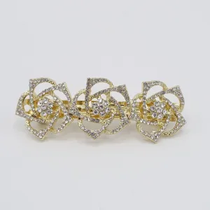 rhinestone flower hair barrette camellia hair accessory for women