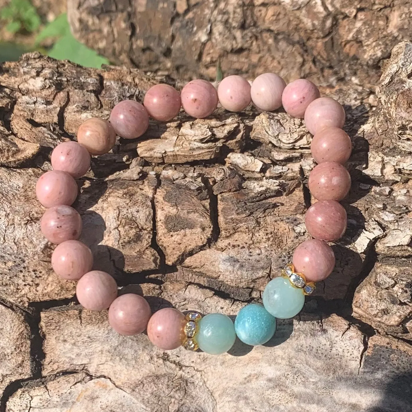 Rhodonite and turquoise bracelet