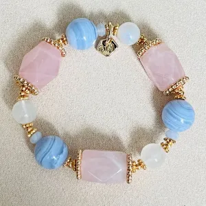 Rose Quartz, Blue Lace Agate & Moonstone Bracelet