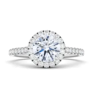 Round Brilliant Halo Pave Diamond Ring