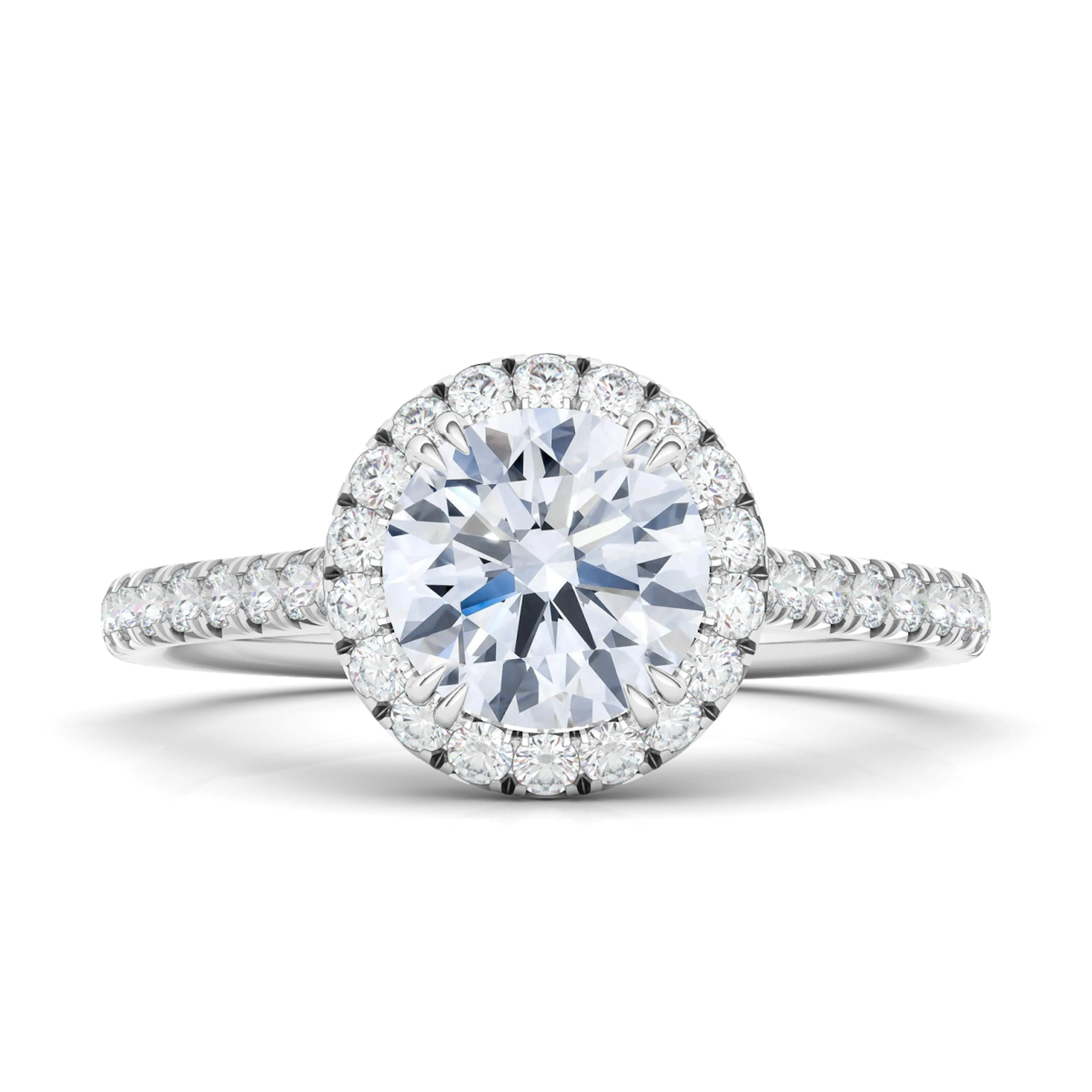 Round Brilliant Halo Pave Diamond Ring