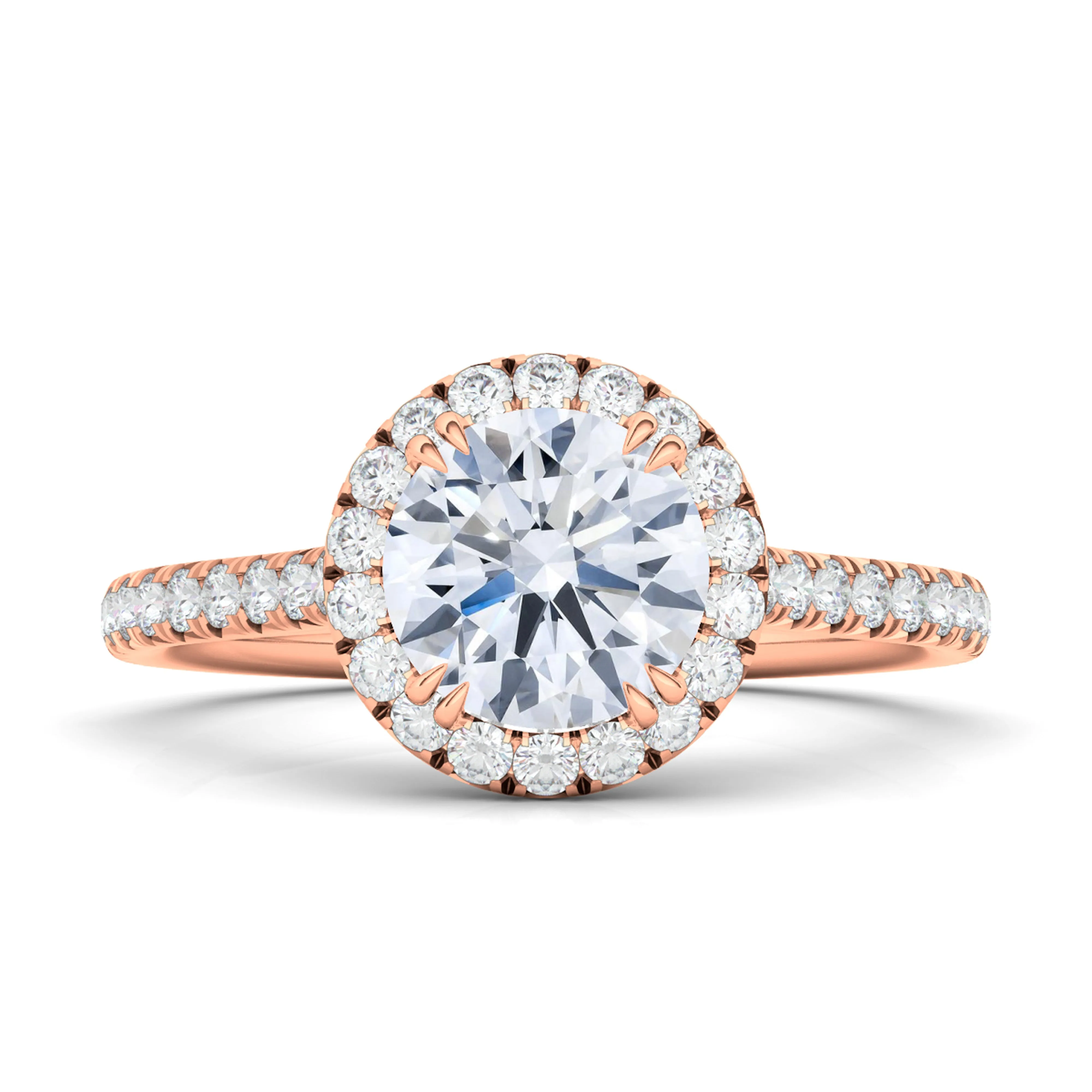 Round Brilliant Halo Pave Diamond Ring