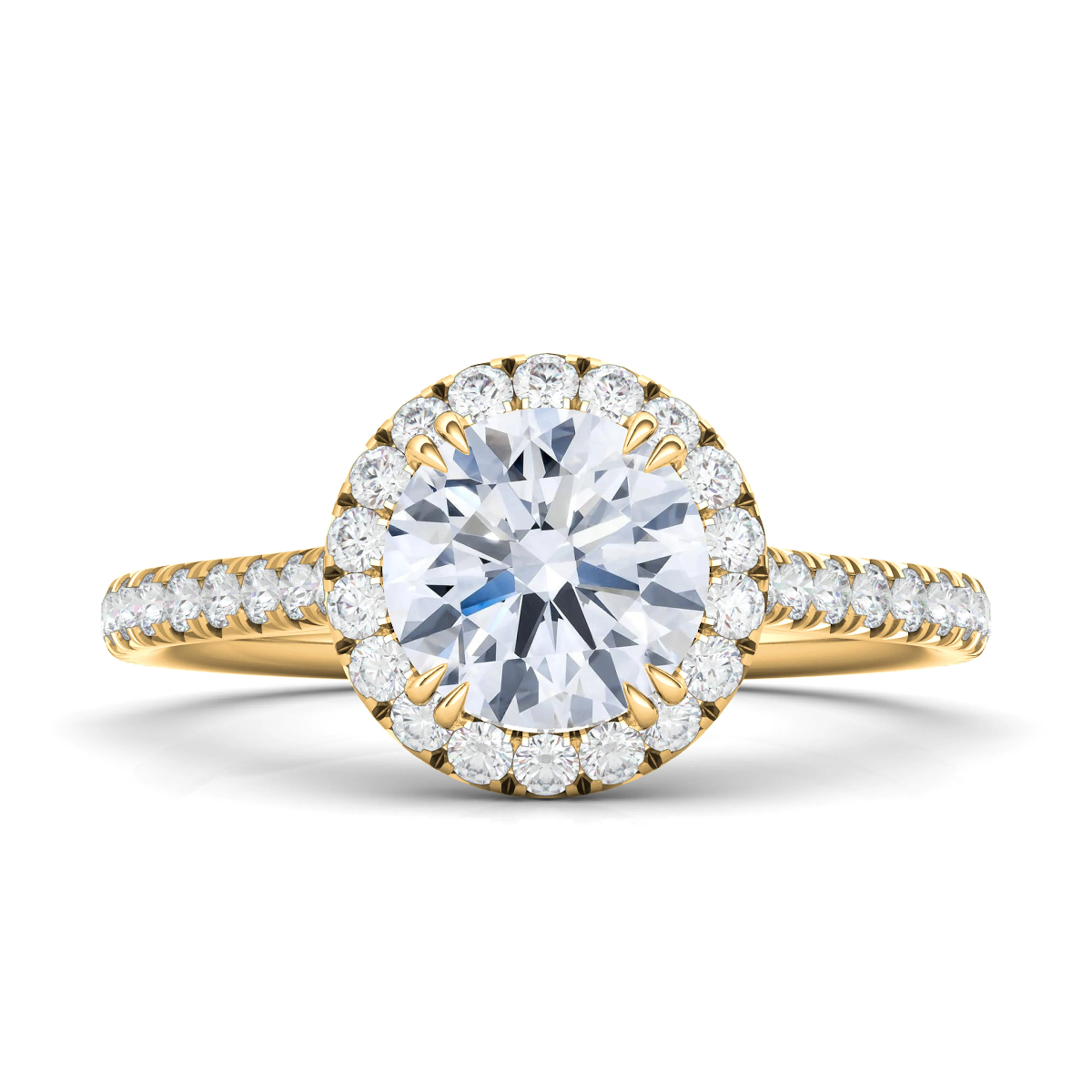 Round Brilliant Halo Pave Diamond Ring