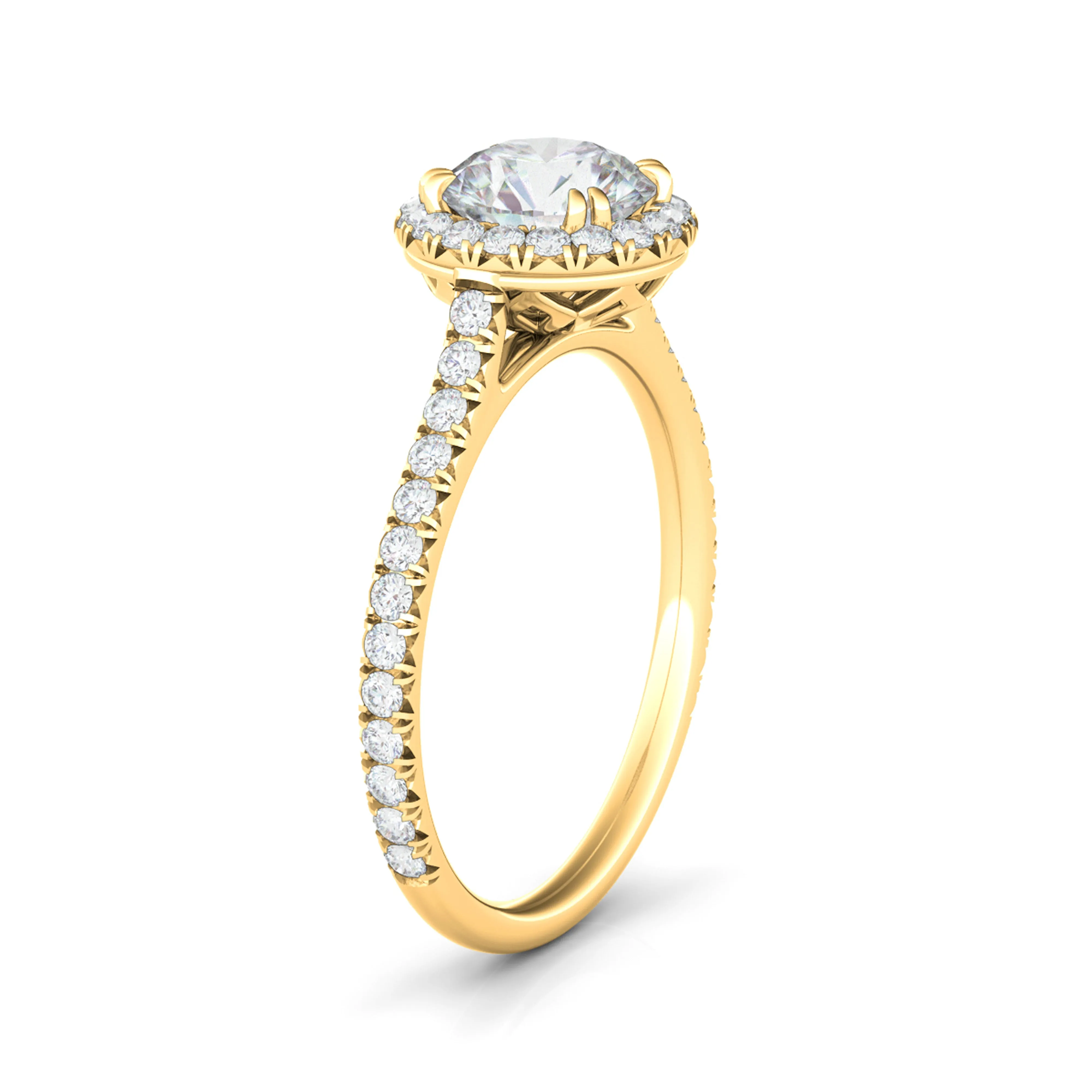 Round Brilliant Halo Pave Diamond Ring