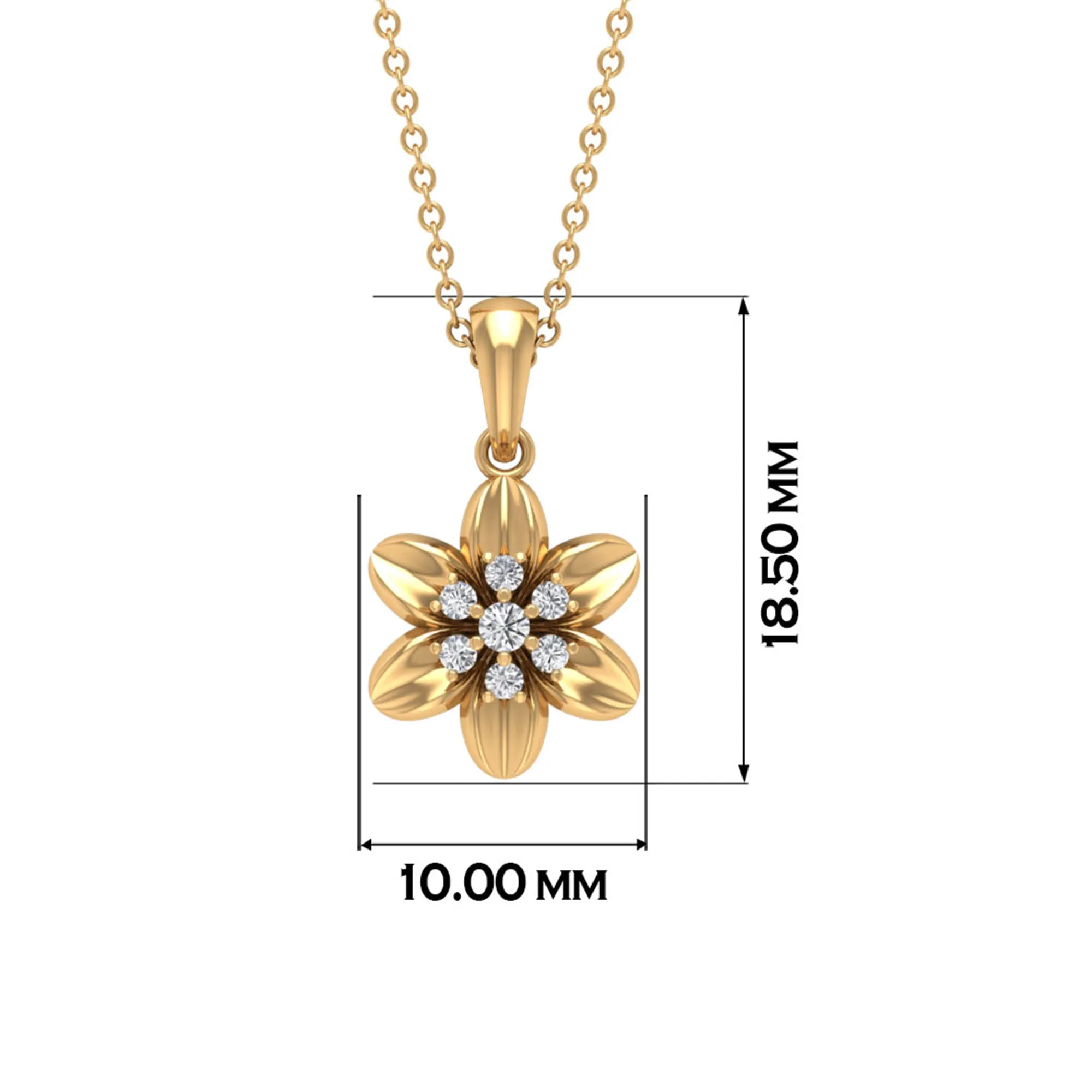 Round Cut Diamond Flower Pendant Necklace