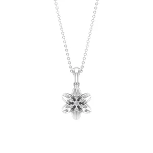 Round Cut Diamond Flower Pendant Necklace