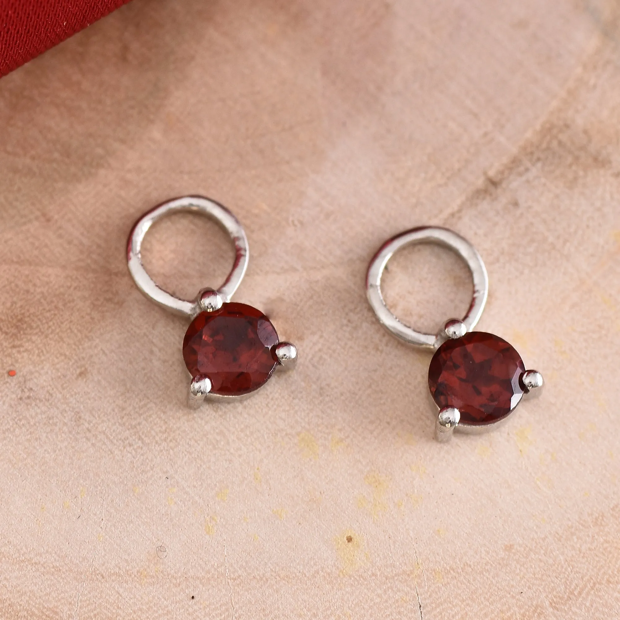 Round Garnet Solitaire Charm Pendant