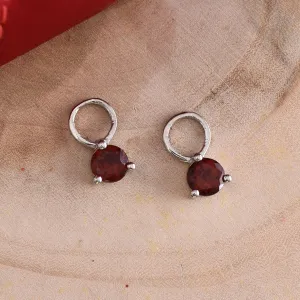 Round Garnet Solitaire Charm Pendant