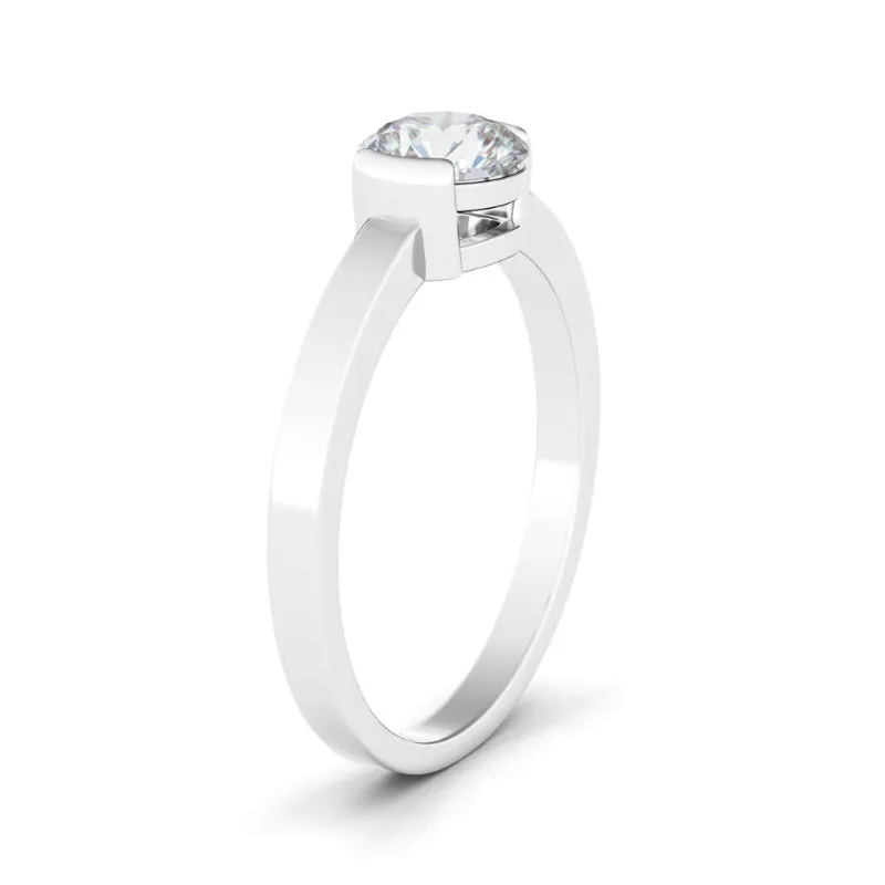 Round Half Bezel Diamond Ring