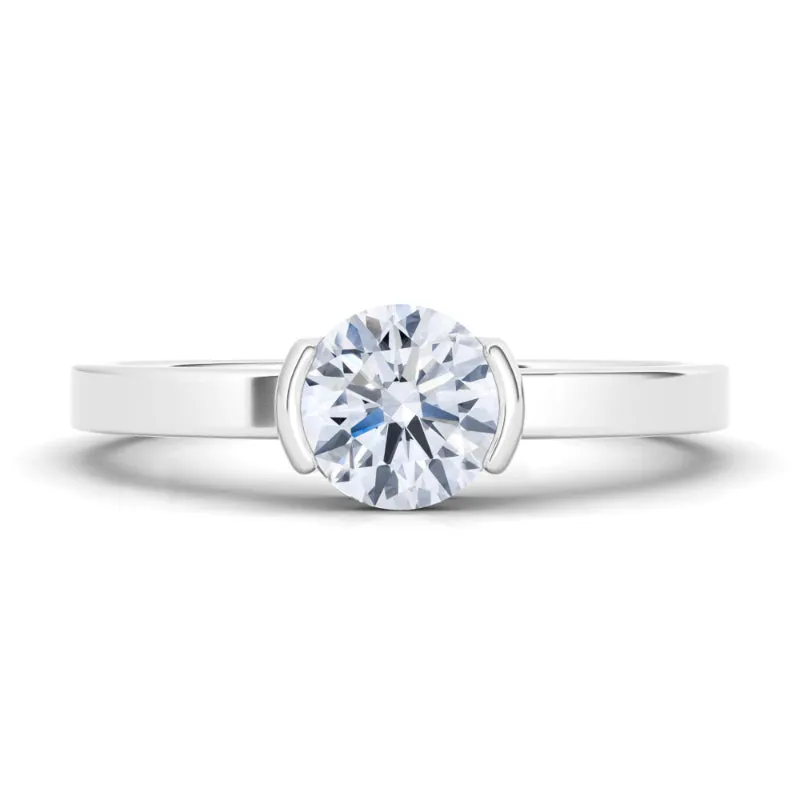 Round Half Bezel Diamond Ring