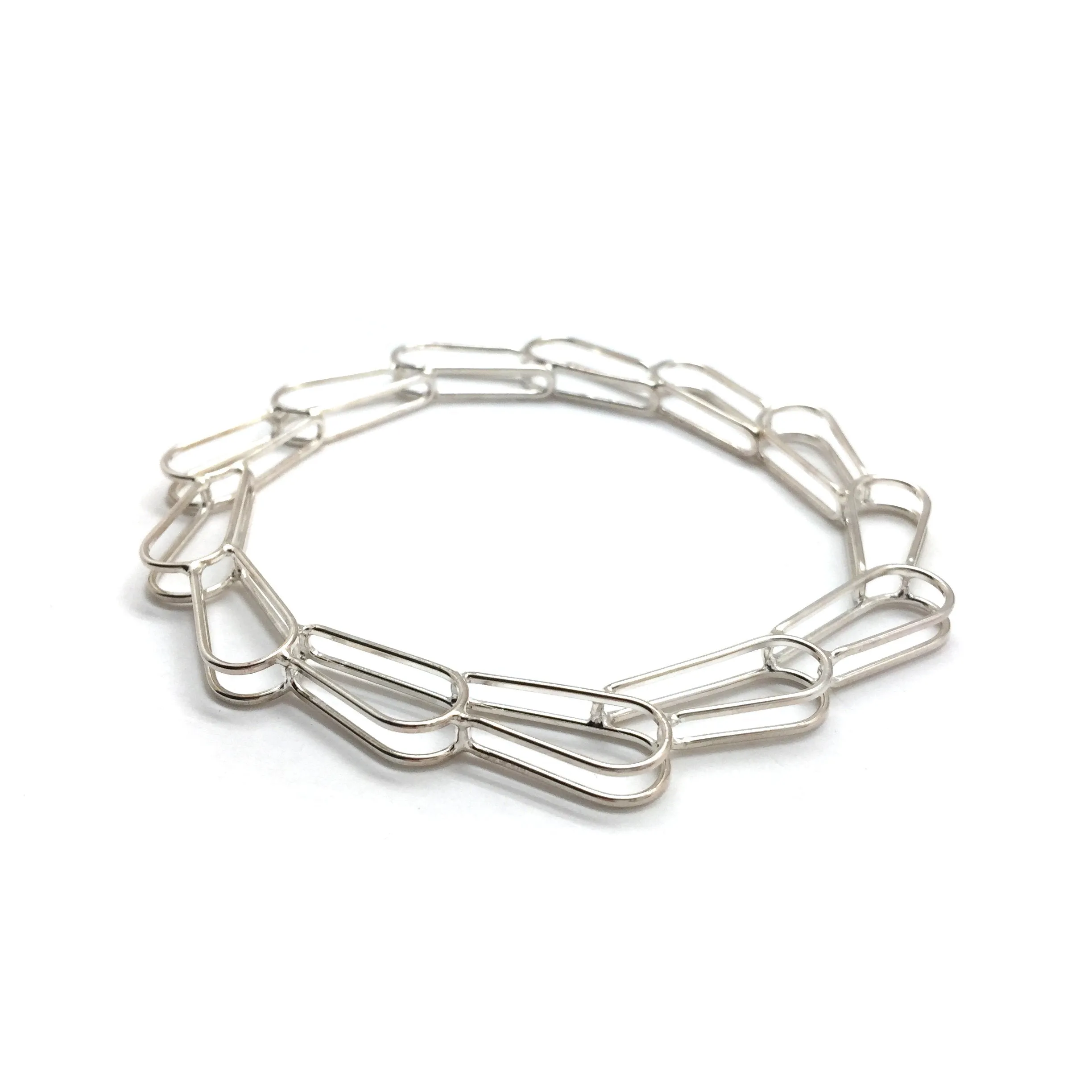 Round Silver Link Bangle