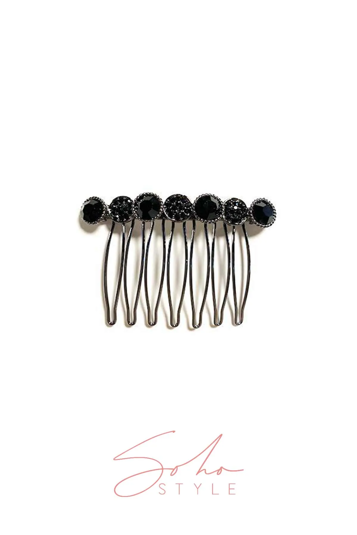 Rounded Pattern Bejeweled Hair Comb