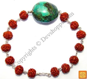 Rudraksha Turquoise (Firoza) tumble of very high quality Bracelet