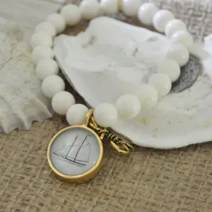 Sail Boat SemiPrecious Beaded Charm Bracelet