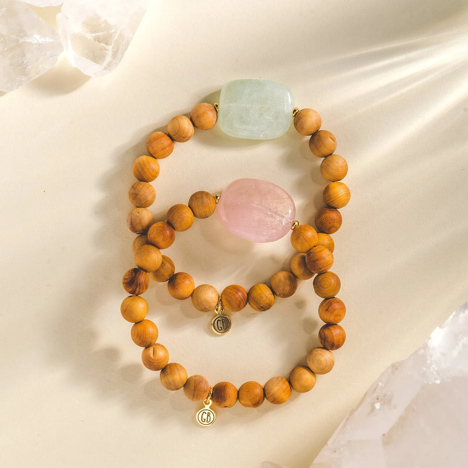 Sandalwood and Gemstone Beaded Stretch Bracelet