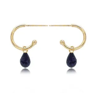 Sapphire Briolette Dangle Hoop Earrings