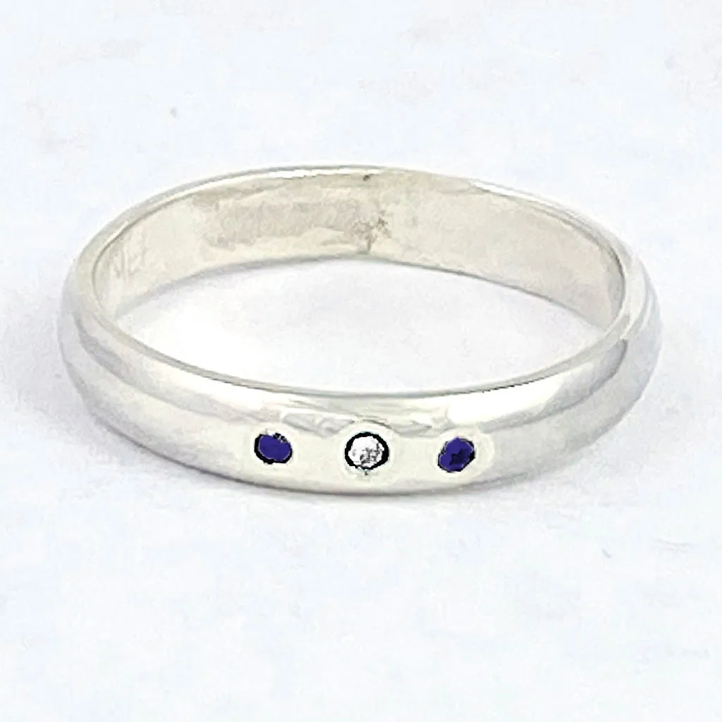 Sapphires & Diamond Trio Ring (size 6)