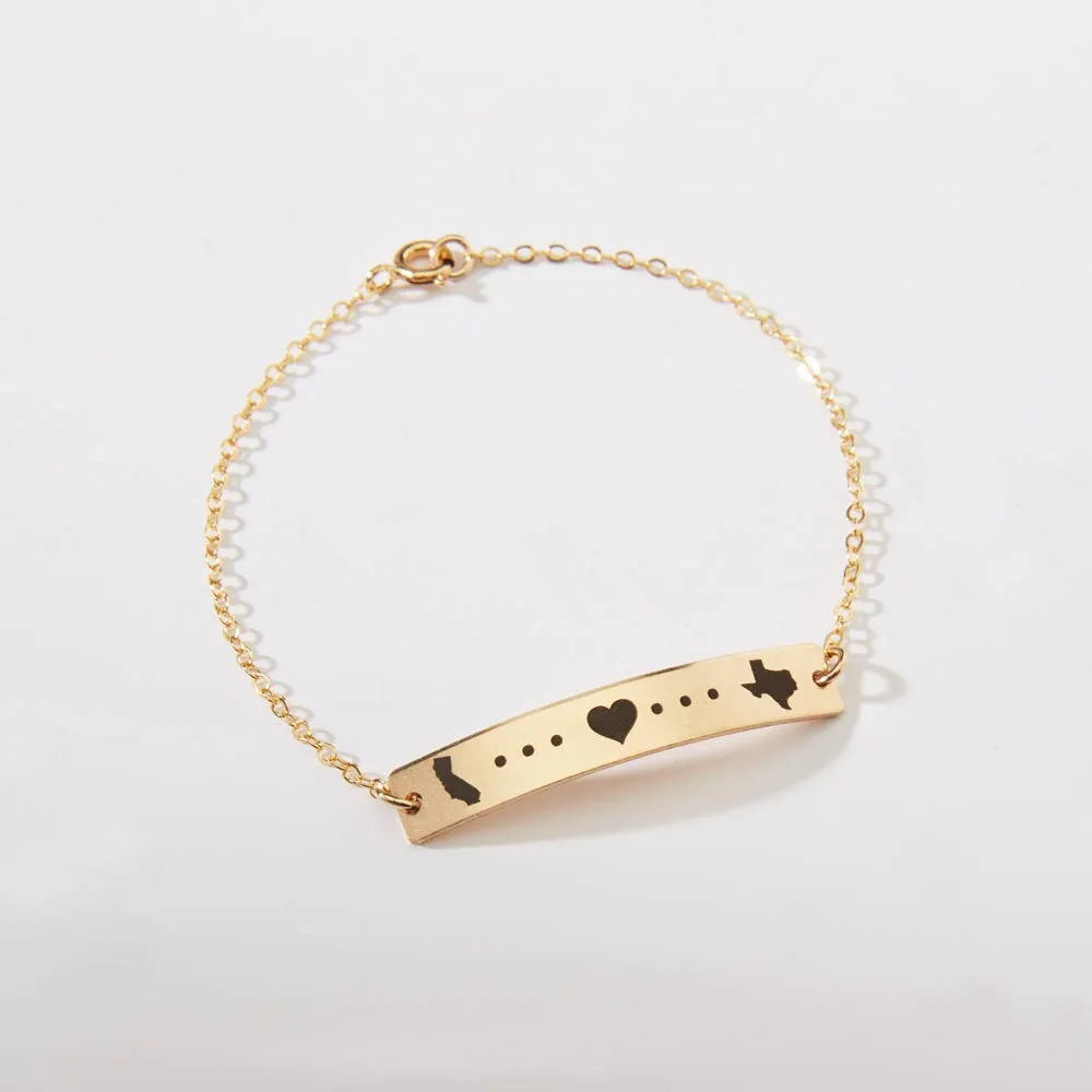 Sate to State Love Bracelet - Long Distance Relationship - CG304B. Starts at