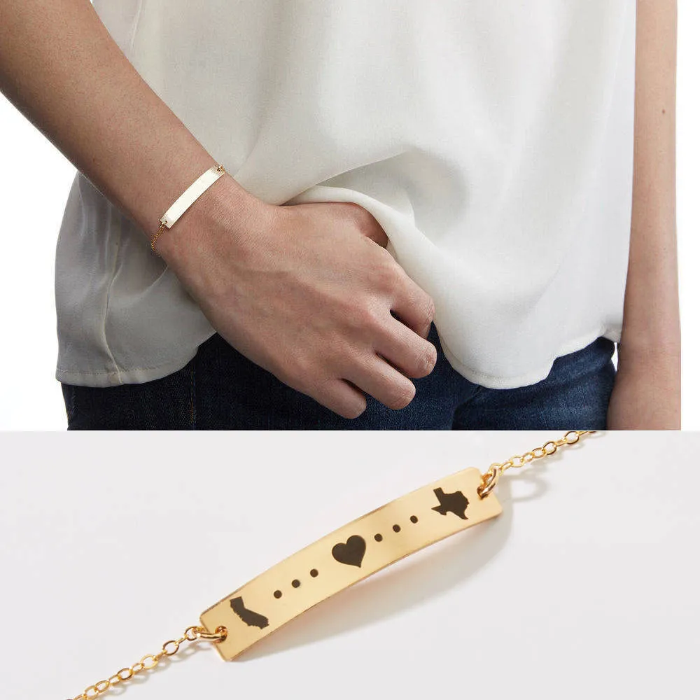 Sate to State Love Bracelet - Long Distance Relationship - CG304B. Starts at