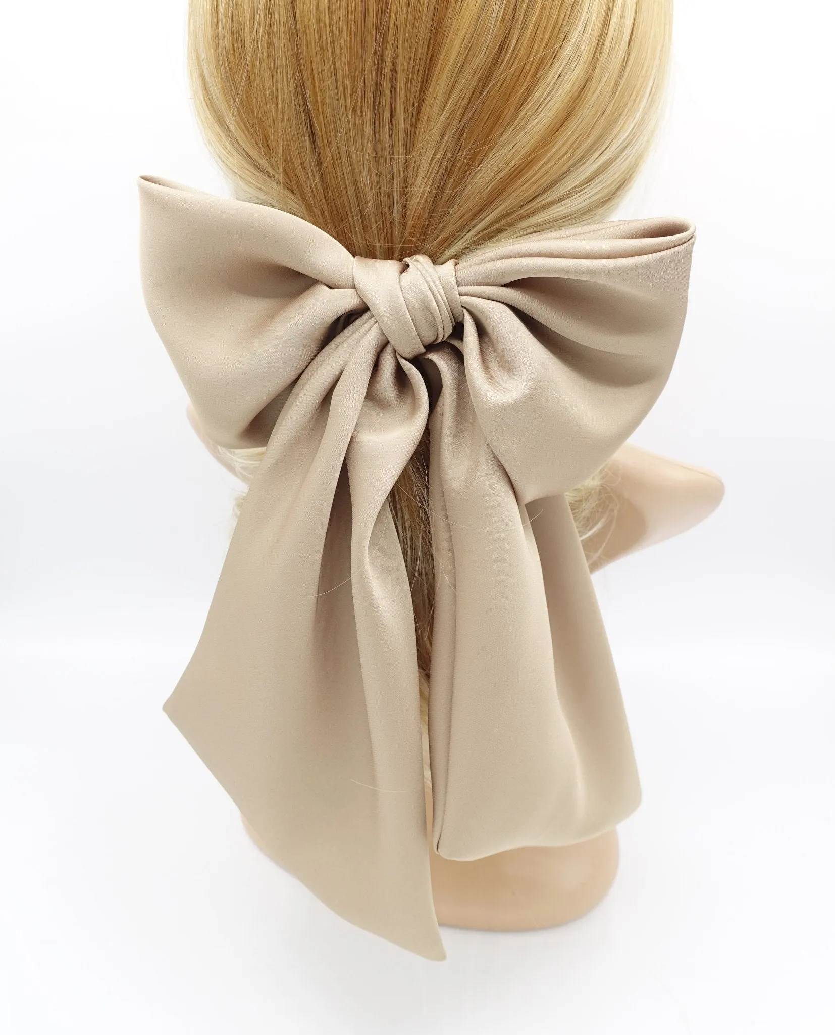 satin giant hair bow french barrette wide tail oversized women hair accessory