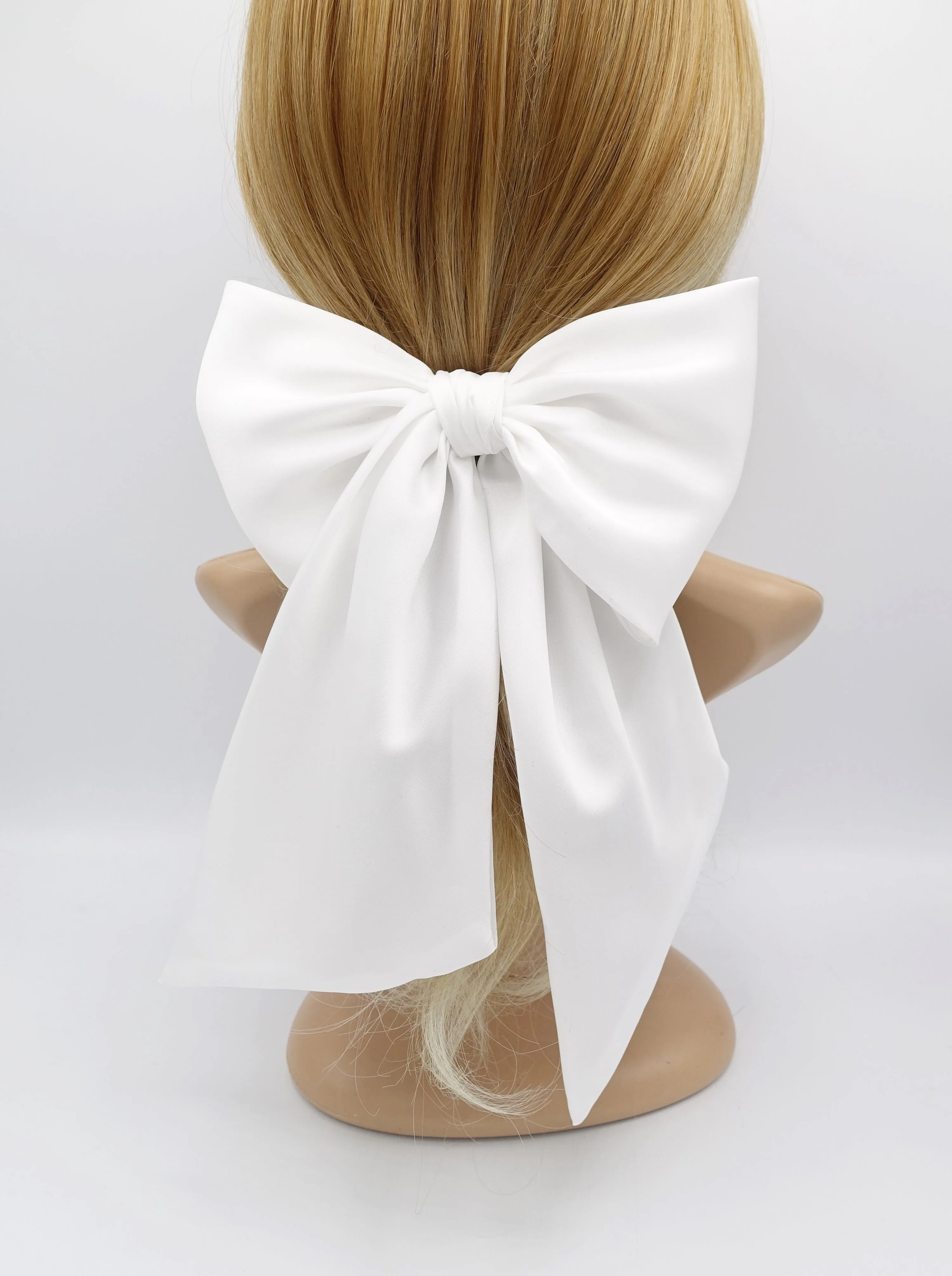 satin giant hair bow french barrette wide tail oversized women hair accessory